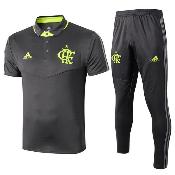 Polo Flamengo Komplett Set 2019-20 Grau Grün Fussballtrikots Günstig